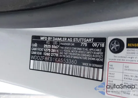 2019 Mercedes-Benz Amg E 63 S 4Matic from USA, damaged, VIN WDDZF8KB1KA553360